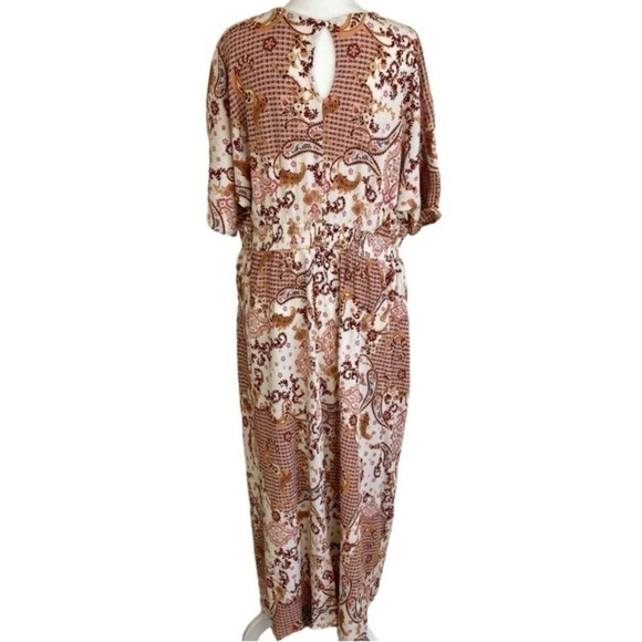 Cato Boho Peasant Style Maxi Dress Multicolor Floral Paisley Front Slits 14-16 - Picture 7 of 16